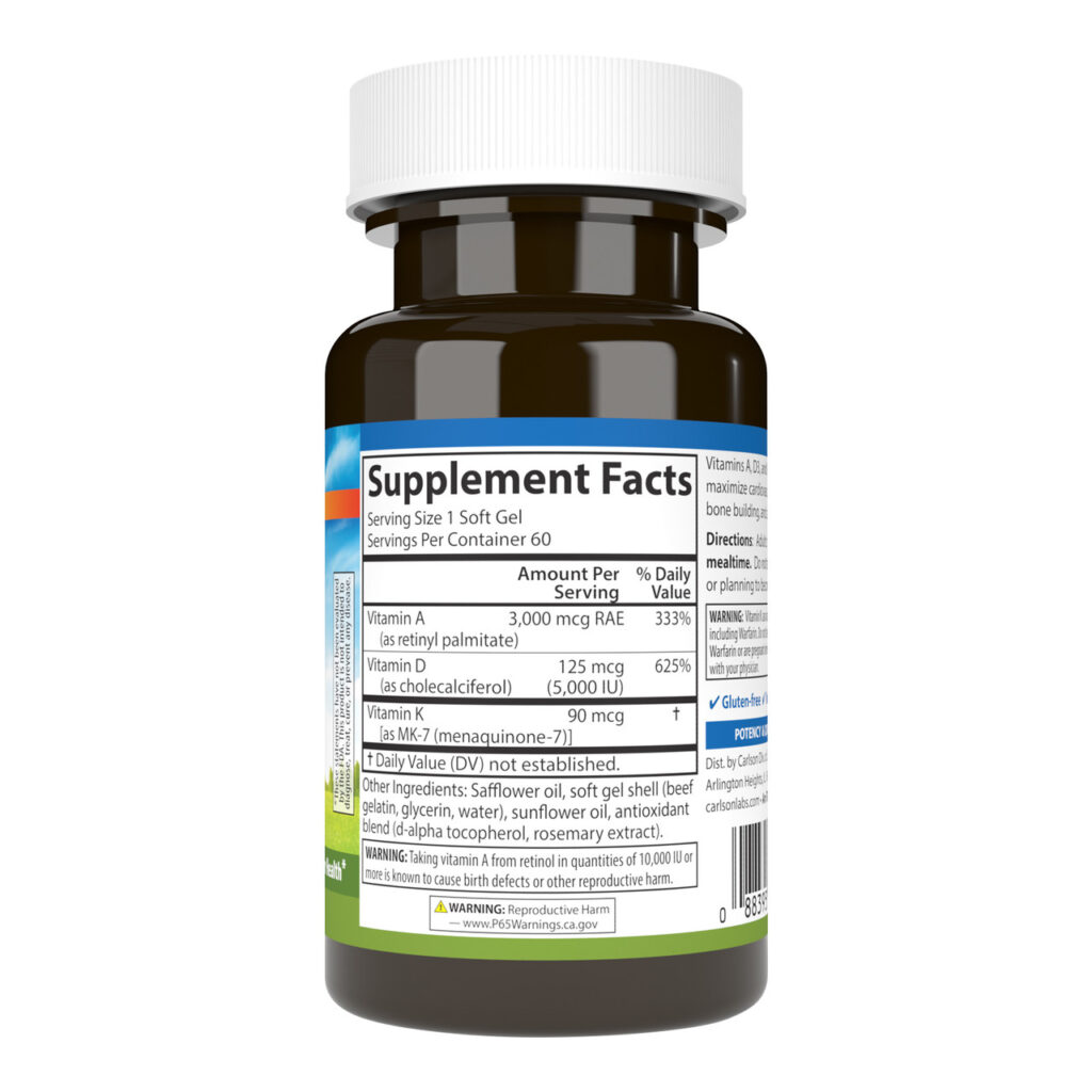 e9e07d89b2fc54be0bd9c1fc825a09e6_062124025458.jpeg Carlson Labs, Витамины А • D3 • К2, 60 мягких капсул