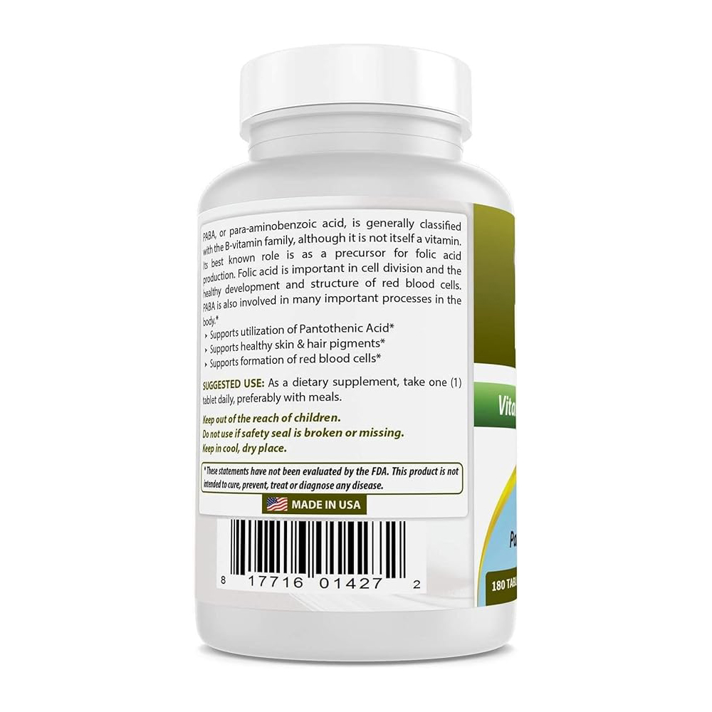 48020f5c1b3e61360dafab51c0cace48_071724235232.jpeg Best Naturals - PABA 500 мг 180 таблеток
