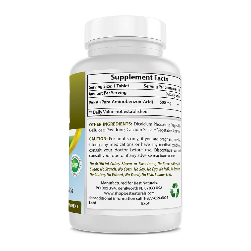 dc23775a29847b607b5a59b58e395245_071724235229.jpeg Best Naturals - PABA 500 мг 180 таблеток