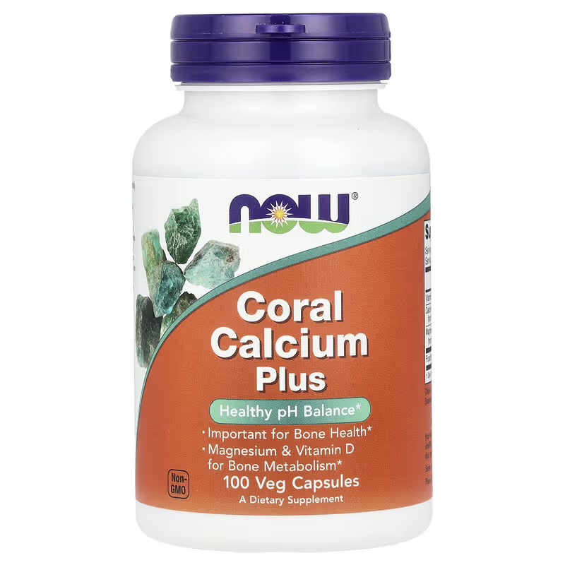 NOW Foods, Кальций из кораллов, 1000 мг, 100 растительных капсул