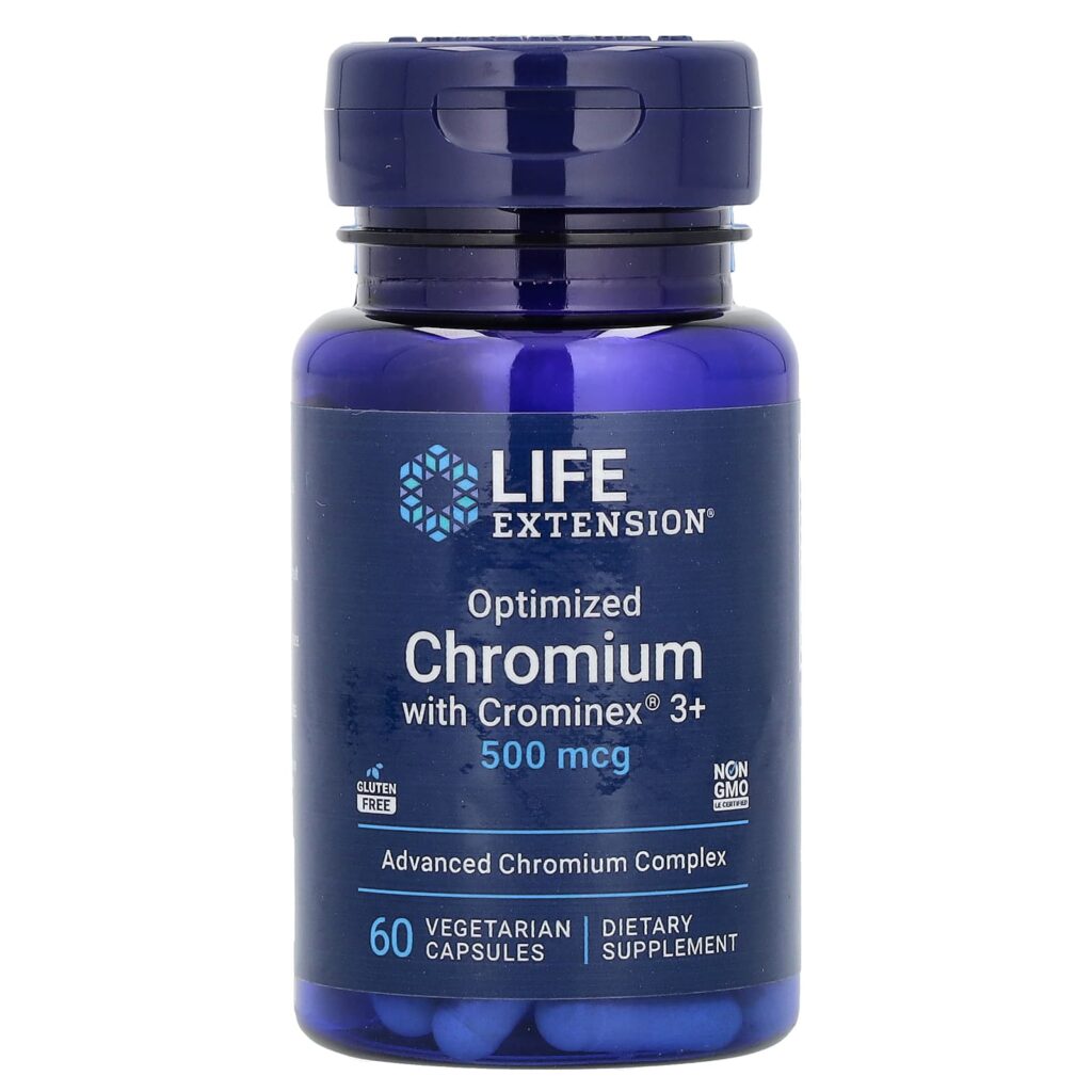 Life Extension, оптимизированный хром с Crominex 3+, 500 мкг, 60 капсул