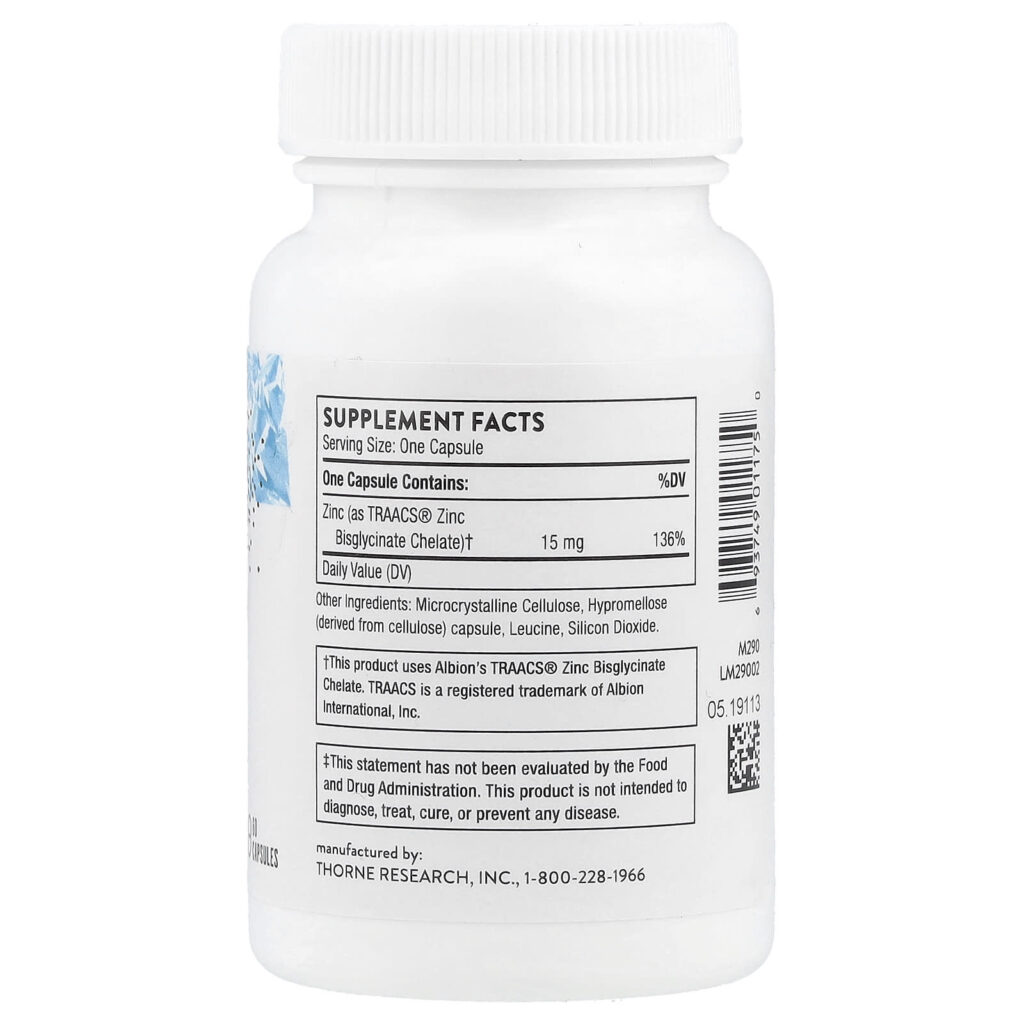 3771cc93dd16eb750d2001c0d4431afe_011525024252.jpeg Thorne, бисглицинат цинка, 15 мг, 60 капсул