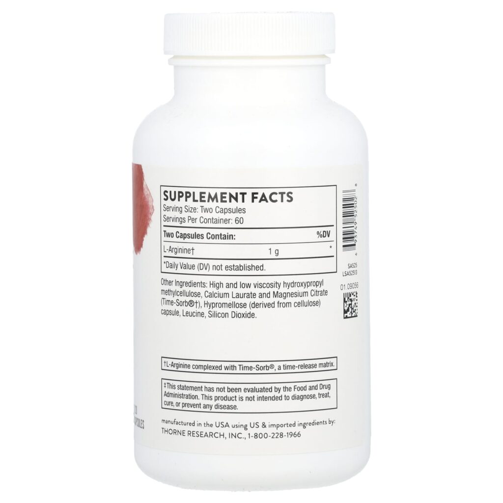 57e041c5be7283cc76422aba4a8390ab_011525030656.jpeg Thorne L-Arginine , Аргинин 1000 мг 120 капсул