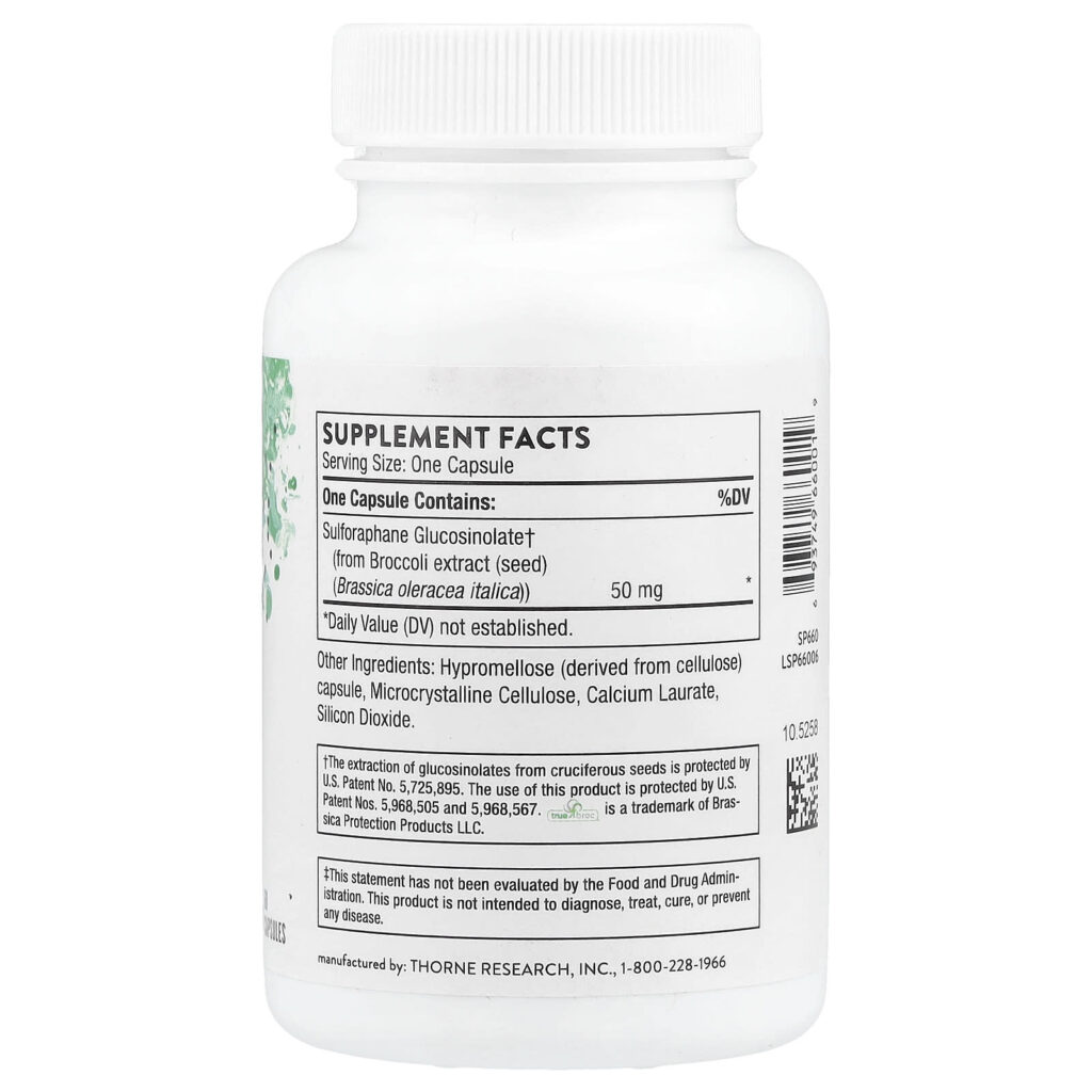 a95dc20ca65efc5ab5c543bc2297b312_011525024813.jpeg Thorne, Crucera-SGS®, экстракт семян брокколи, 50 мг, 60 капсул