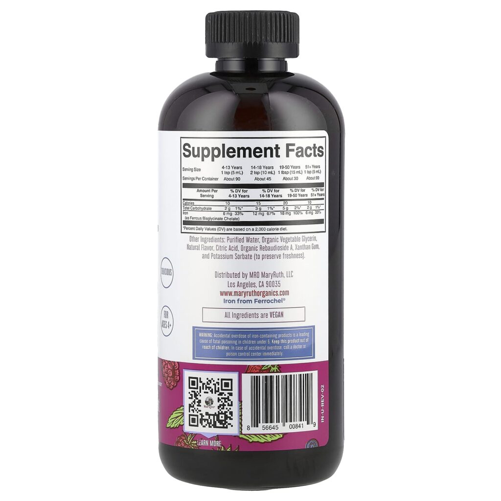 57bfda51a2f0390f93bb3bb1e4bfc7a0_032825042007.jpeg MaryRuth's, Веганское жидкое железо, для детей от 4 лет, ягоды, 6 мг, 450 мл