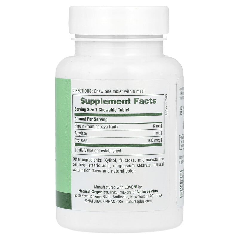 07eaba2db9c9b37f97bdf3824ac9895b_041925235127.jpeg NaturesPlus, Жевательная добавка с ферментами папайи, 180 таблеток