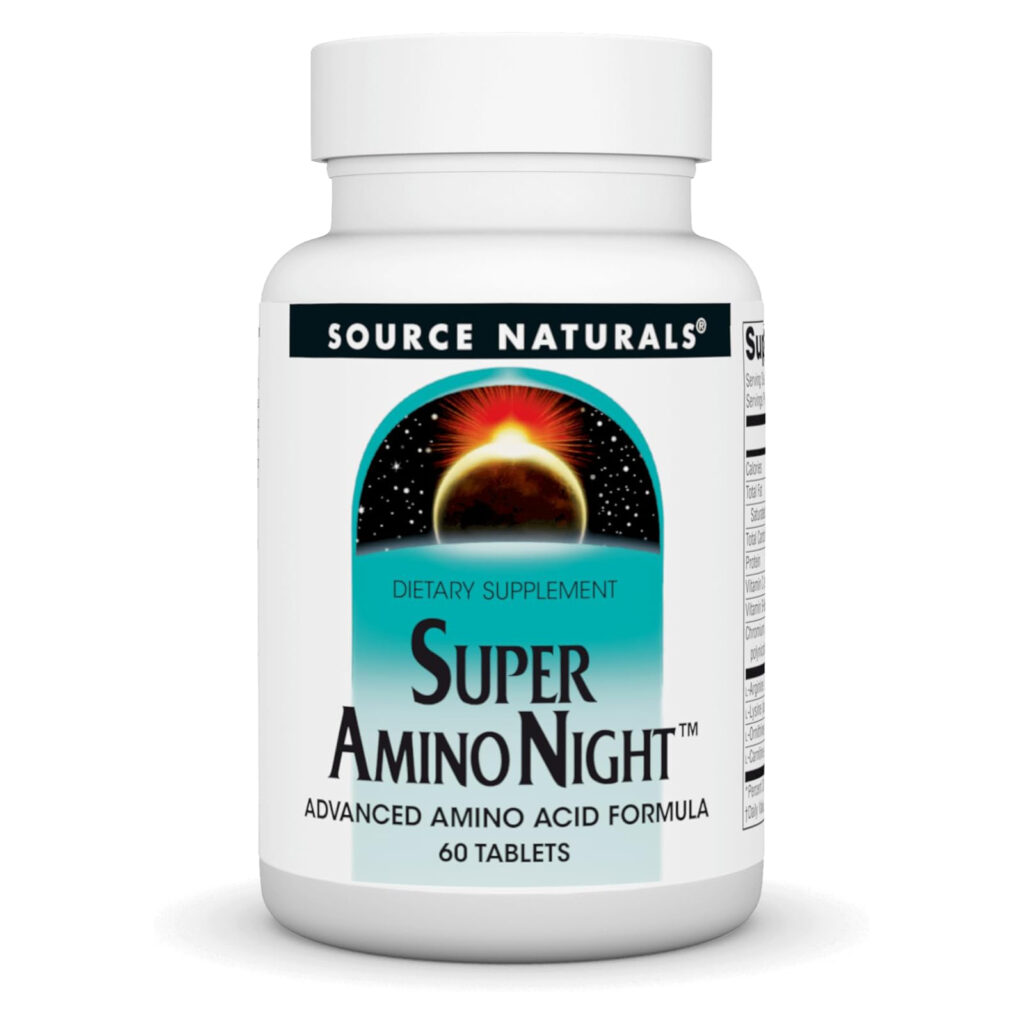 Source Naturals, Super Amino Night, формула с аминокислотами, ночная, 60 капсул