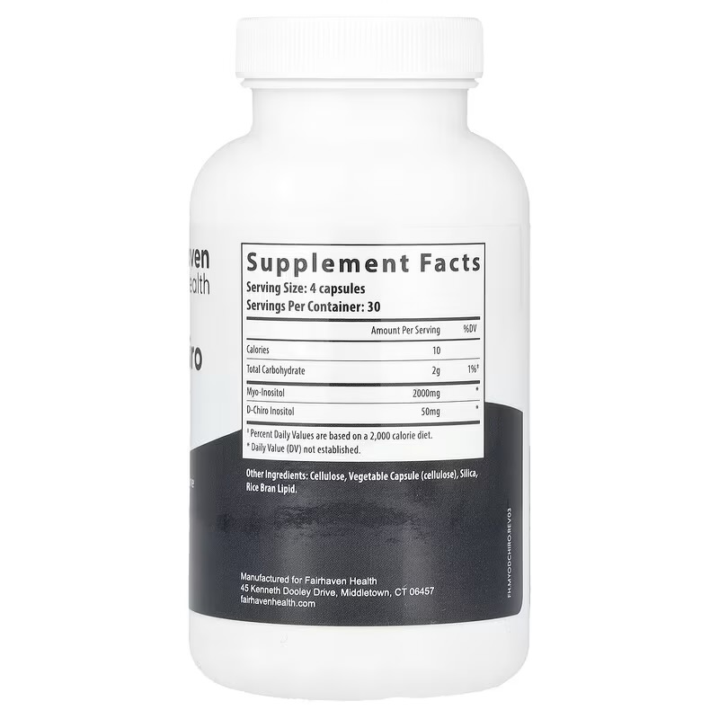 2cc7a7f3d5a150940dfb2b876bf06844_041325003123.jpeg Fairhaven Health, мио-инозитол и D-хиро-инозитол, 120 капсул