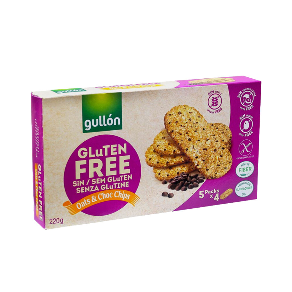 4df9bfb81c3b8a0024301ebca9c81d02_041925234500.jpeg GULLON Gluten FREE Oats & СhocChips, Печенье без глютена с шоколадной крошкой и овсяными хлопьями, 220 г