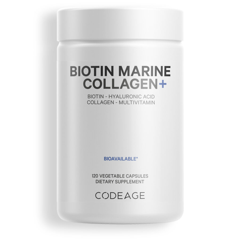 8b896d63ece04de3eac2d4a643986641_042825012308.jpeg Codeage, Wild Caught, морской коллаген с биотином, гиалуроновая кислота, 120 капсул