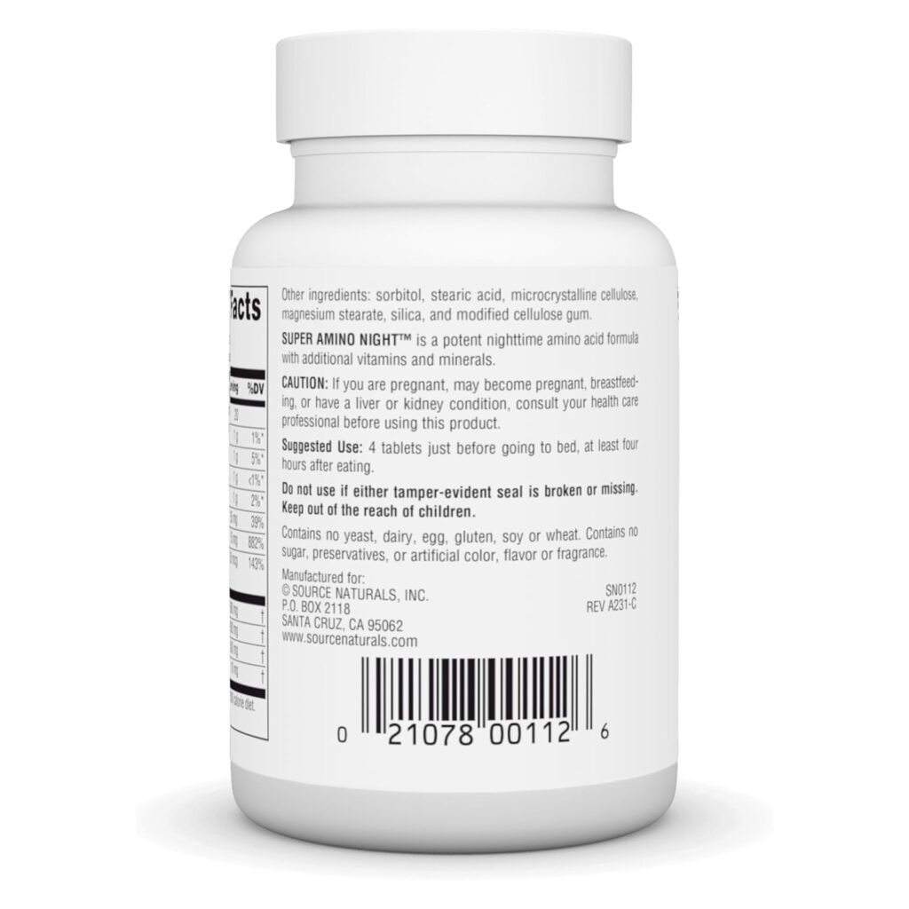 8e48432422d268a54f7bb910bf952cab_041225232340.jpeg Source Naturals, Super Amino Night, формула с аминокислотами, ночная, 60 капсул