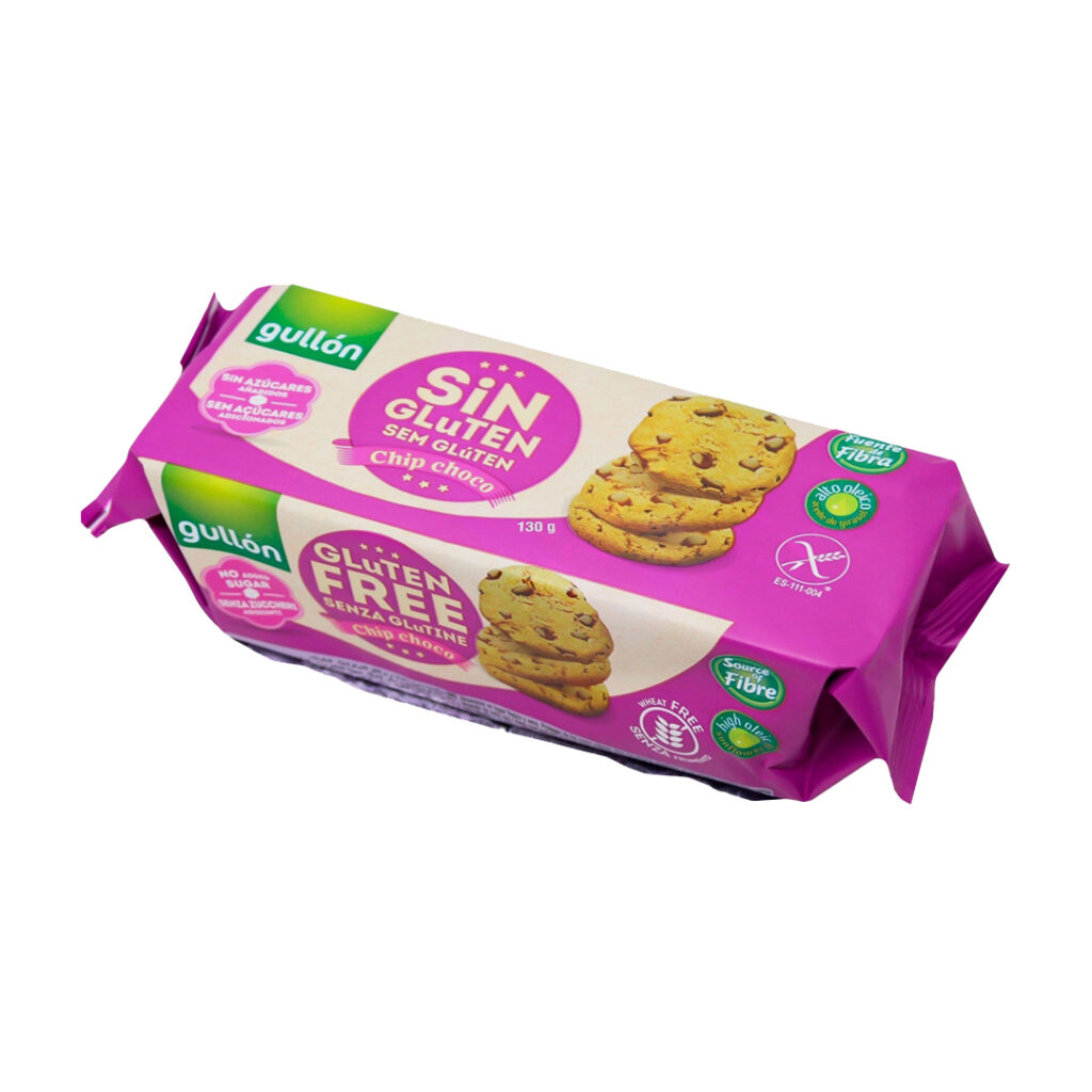 GULLON Chip Choco Sin Gluten, Печенье без сахара и глютена с шоколадной крошкой, 130 гр
