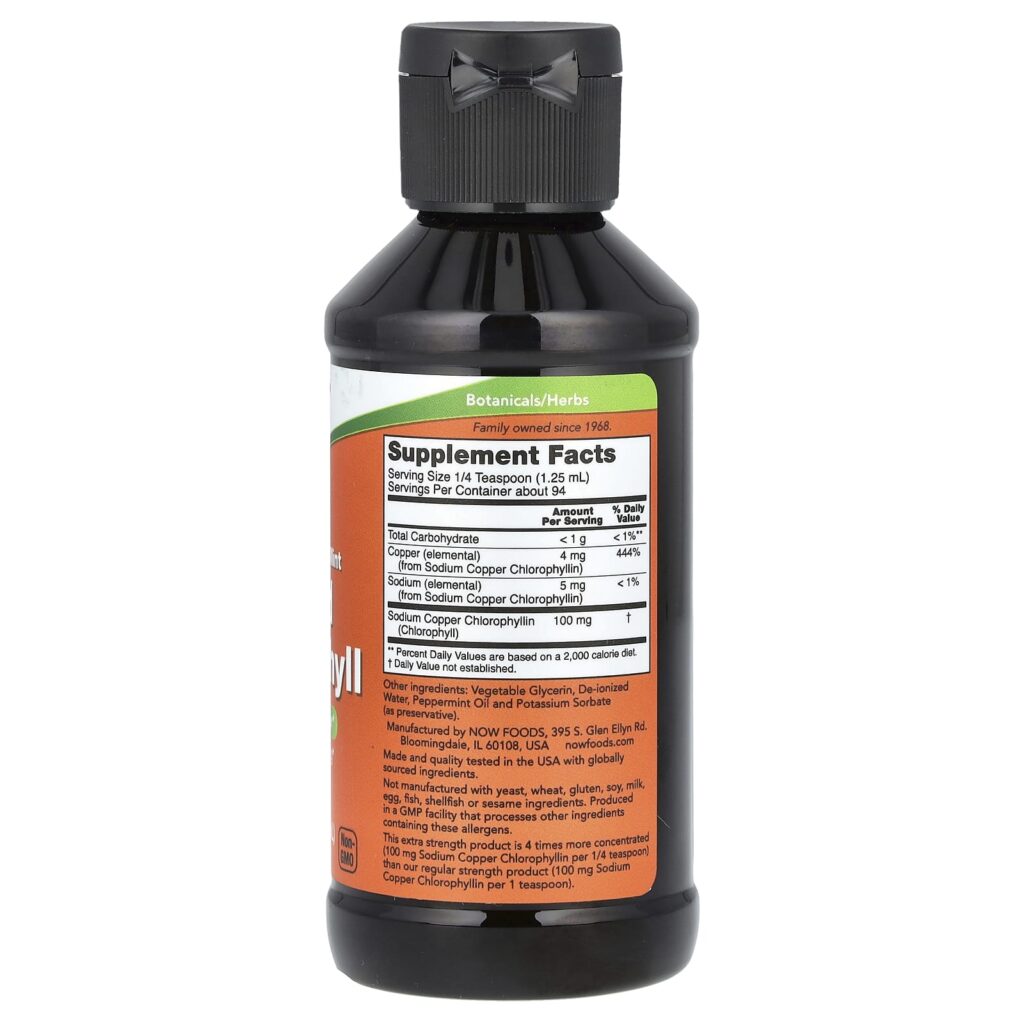 bb8e2ea323c4d7997ca04888616e6406_041425235635.jpeg NOW Foods, Жидкий хлорофилл, усиленная сила действия, мята, 118 мл