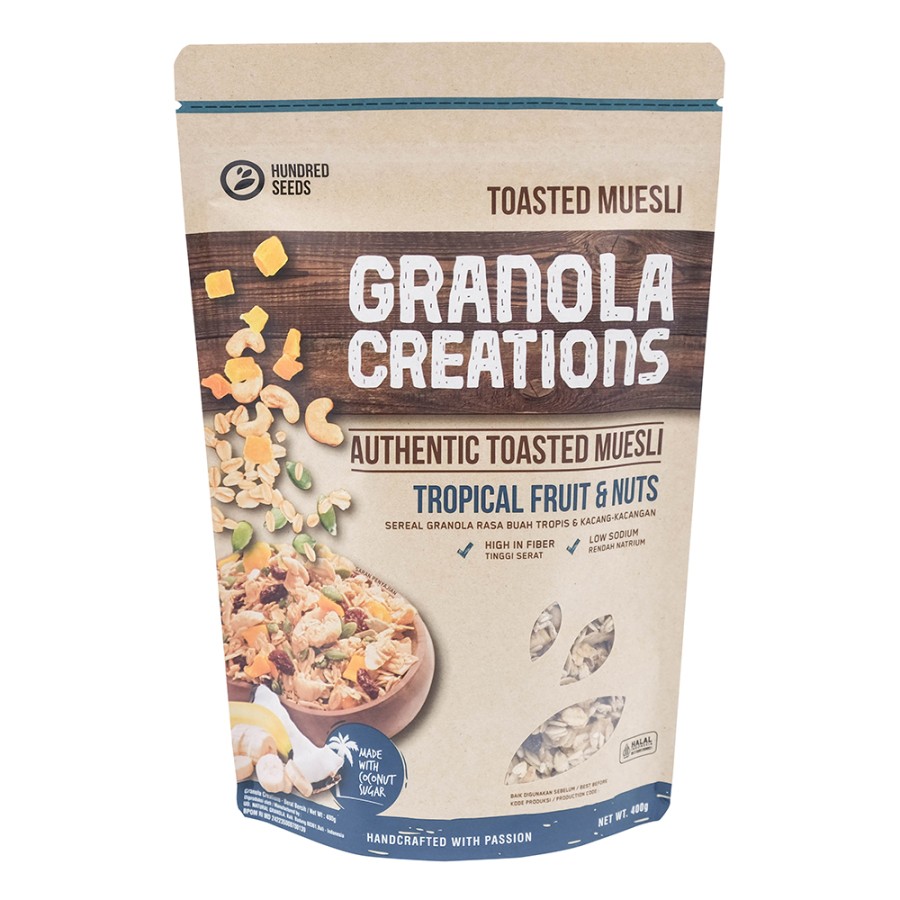 Hundred Seeds Granola Creations - Тропические фрукты и орехи, 400 г