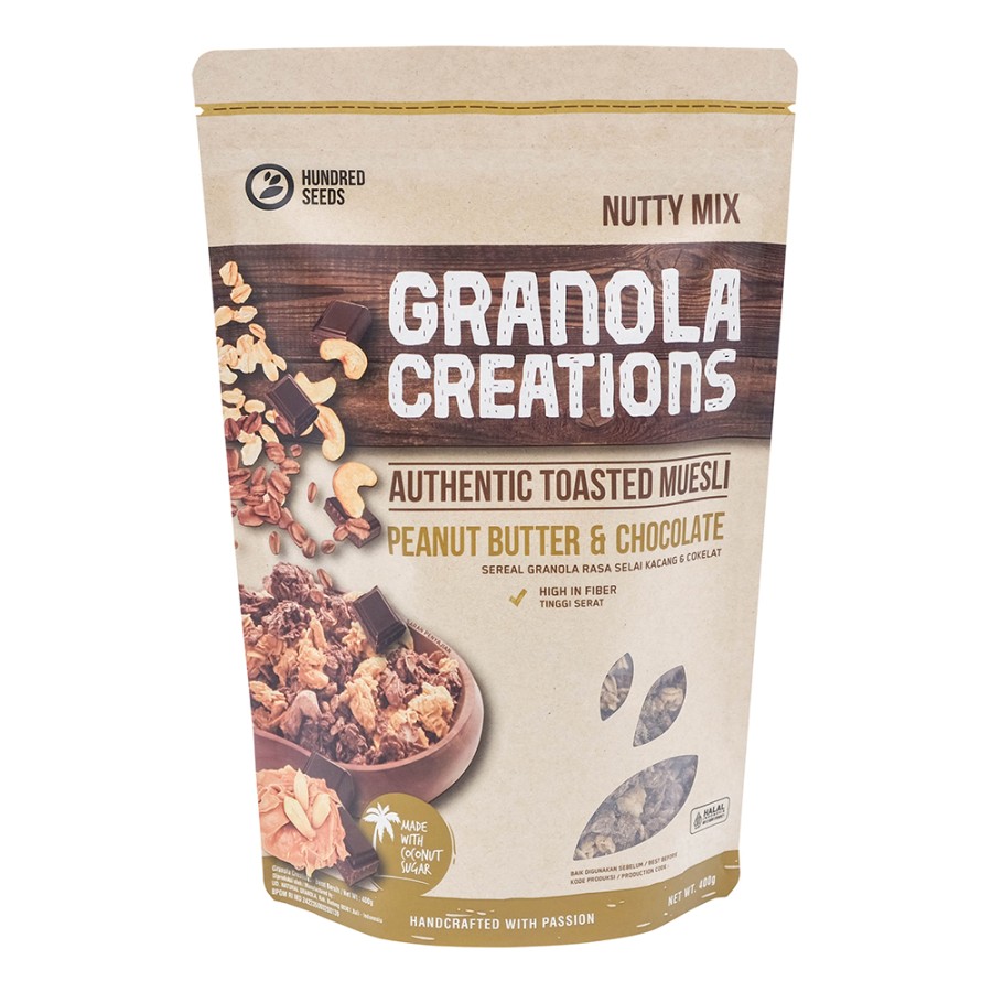 Hundred Seeds Granola Creations - арахисовое масло и шоколад, 400 г