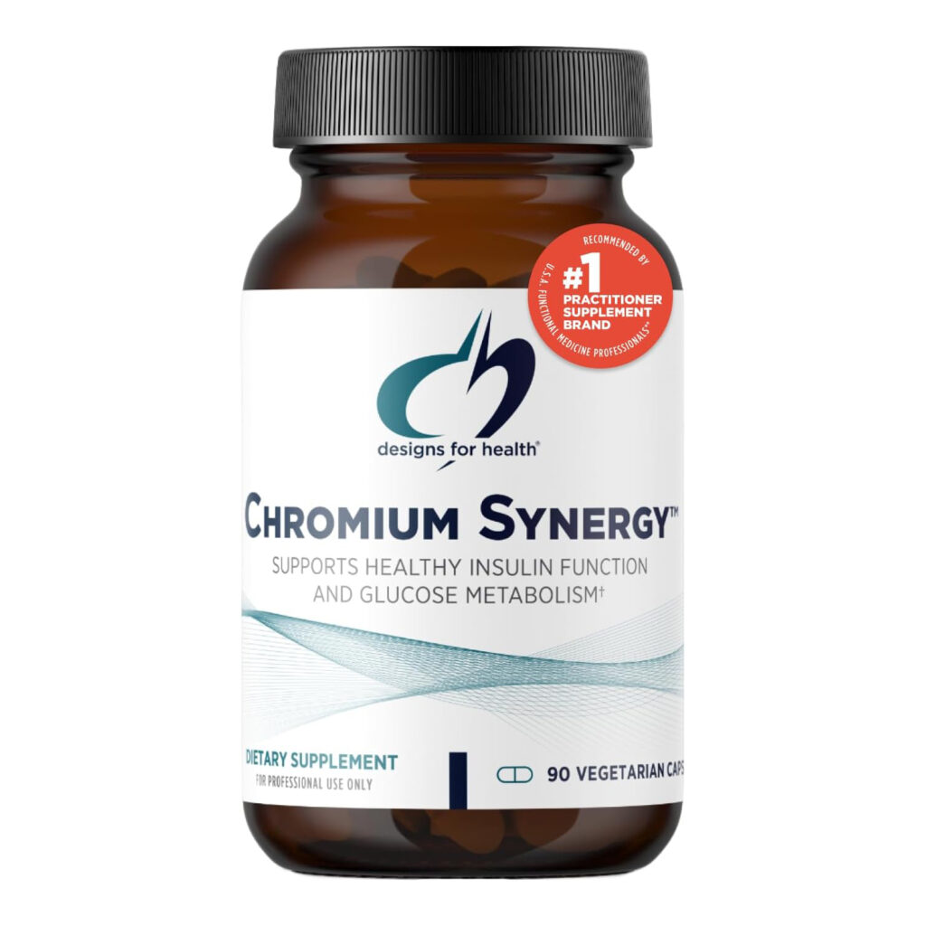 1b1885ccf62598106429316eba05d627_052625100701.jpeg Designs for Health Chromium Synergy - хелатная добавка хрома никотината и глицината, витамином D, марганцем, цинком + таурином, 90 капсул