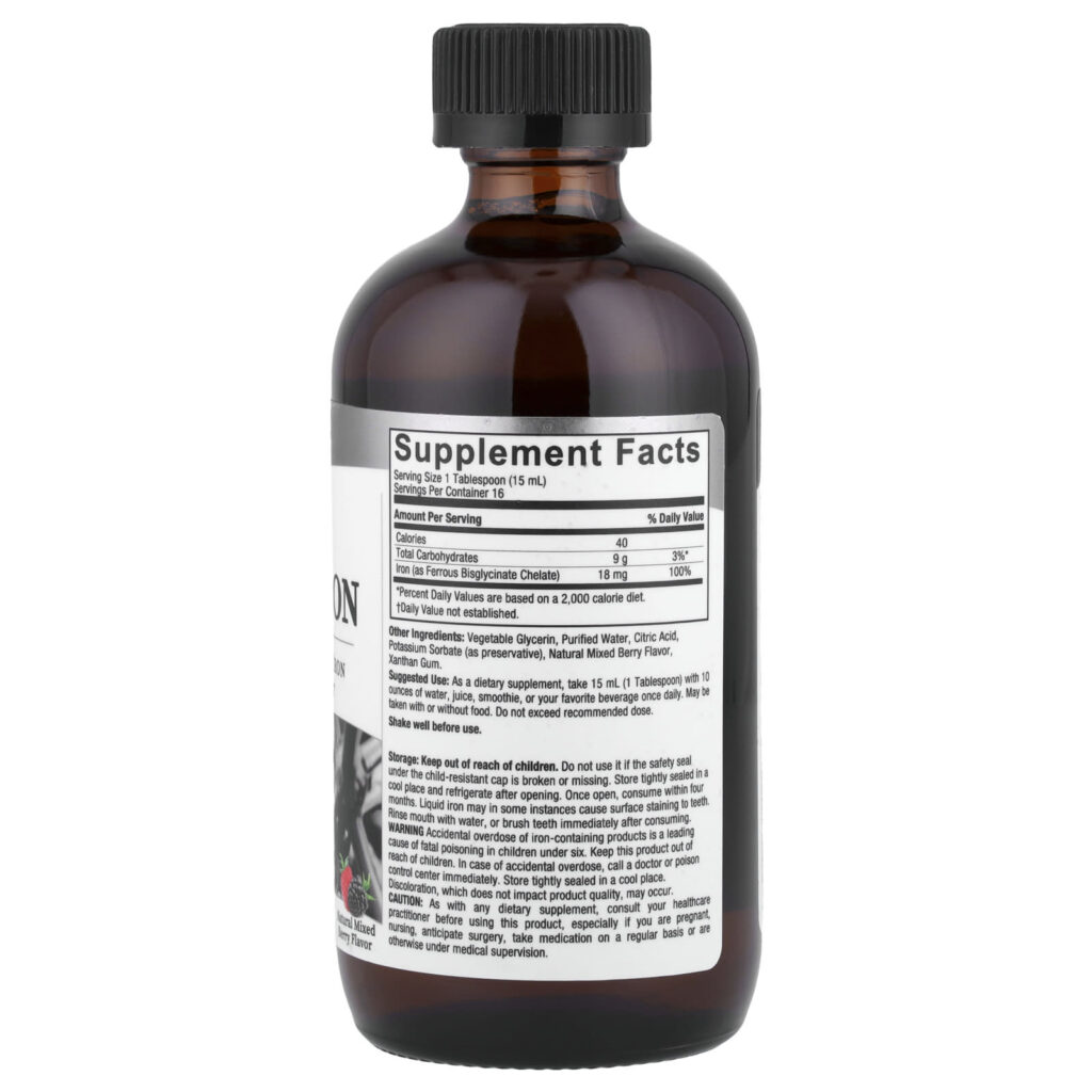 3bf130fbc60240486e80160c6b8a4ba1_052625111217.jpeg Nature's Answer, Gentle Iron, натуральное ягодное ассорти, 240 мл (8 жидк. унц.)