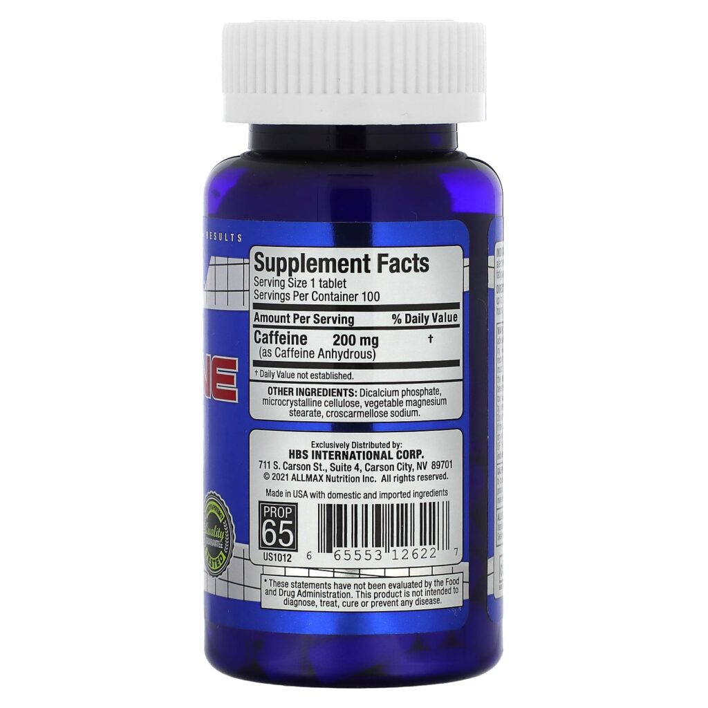 51715190adeca175f48e40c6755d5275_052325021153.jpeg ALLMAX, Essentials, кофеин, 200 мг, 100 таблеток