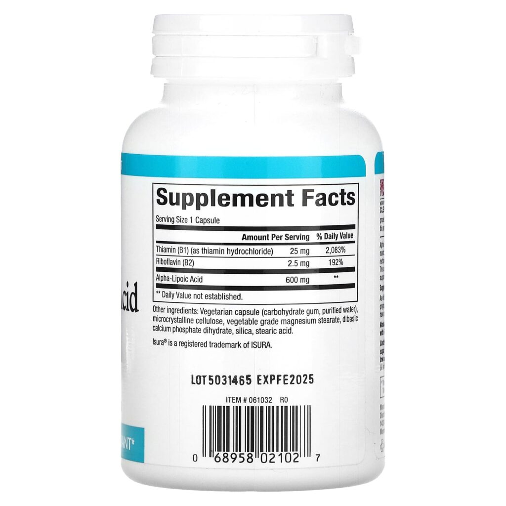 04583ae48380f8d87b73e909bff06282_062125023322.jpeg Natural Factors, Альфа-липоевая кислота с витаминами B1 и B2, 600 мг, 60 вегетарианских капсул