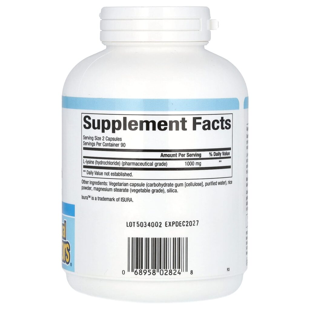 a19e36eb0eebc3d9469a89f52926e51f_062125011456.jpeg Natural Factors, L-лизин, 500 мг, 180 растительных капсул