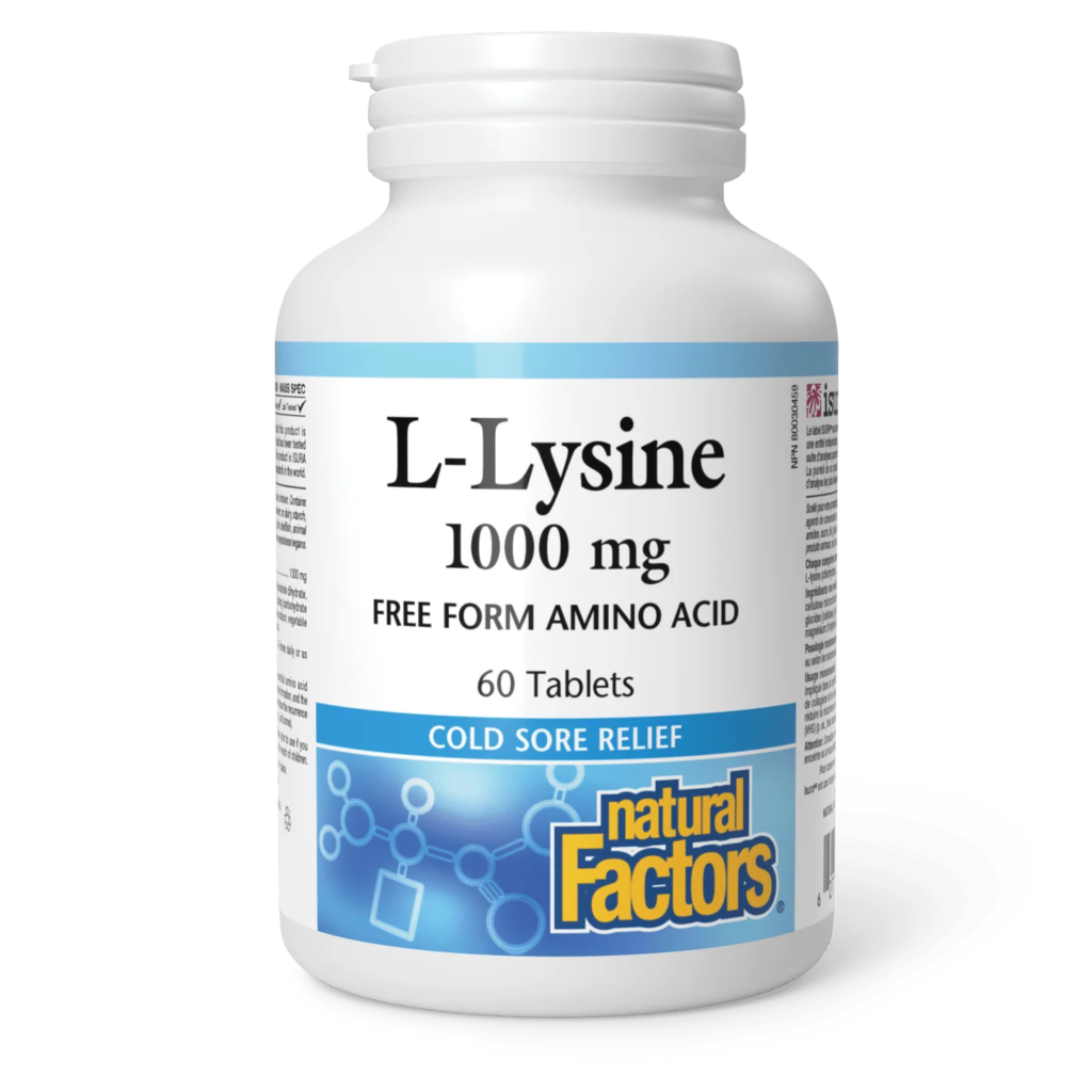 Natural Factors - Аминокислота L-лизин, 1000 мг, 60 таблеток