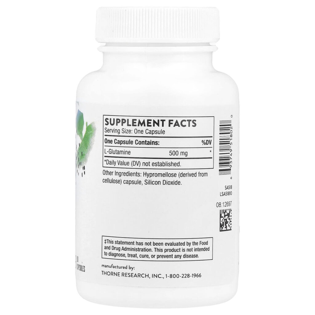 d037f483a7d4bb3aa5e97dc71cda71c8_060925211233.jpeg Thorne, L-глютамин, 90 капсул (500 мг в 1 капсуле)